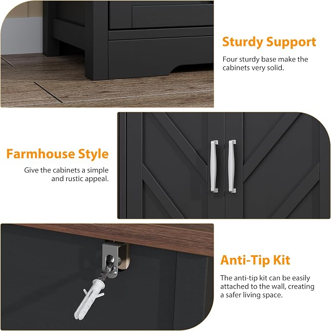 knoworld Buffet Sideboard with Storage Farmhouse with 4 Doors, Dining Room - Image 8