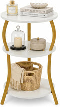 Vintage Small Round Side Table, 3-Tier Slim Waist Circular End Table by YEAKOO