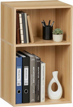 YAHARBO 2 Cube Bookshelf, Natural Record Player Stand by YAHARBO