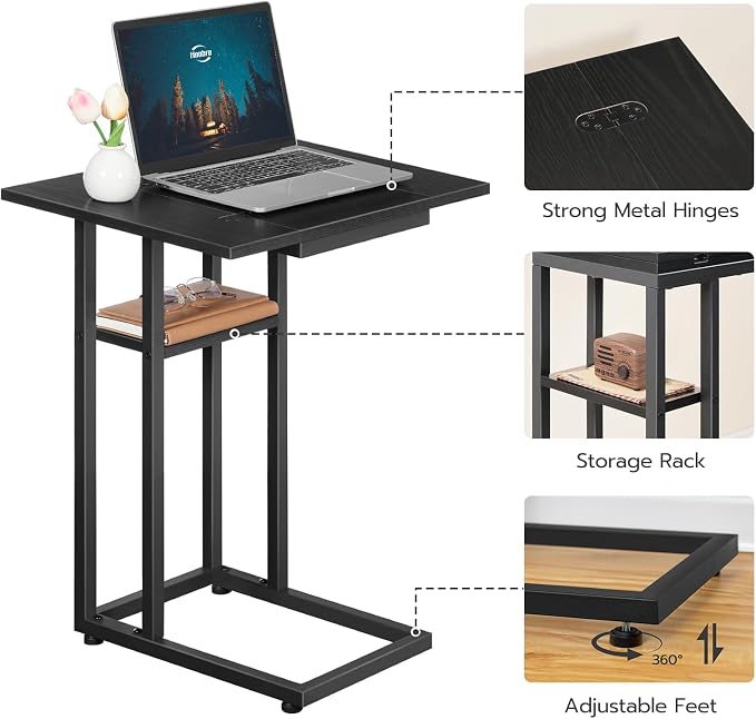 HOOBRO Foldable End Table, C Shaped Side Table - Image 6