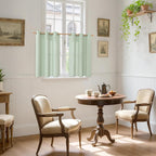 YoungsTex Sage Green Kitchen Window Curtains, Short Linen Drapes - Image 2