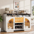 Wine Bar Cabinet, Arched Glass Doors, Wine Rack, Adjustable Shelves, Sideboard by SOLACEFURNITURE