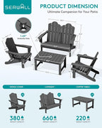 SERWALL 4 Pieces HDPE Patio Adirondack Chair Set, 2 Adirondack Chair - Image 3