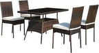 Tangkula 5 Piece Patio Wicker Dining Set, Outdoor Rattan Table and Chairs - Image 9