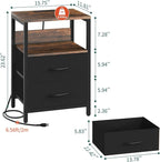 Yoobure Nightstand with Charging Station, Small Night Stand with Fabric Drawers - Image 3