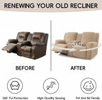 Recliner Loveseat Covers with Console, 6-Piece Stretch Geometric Strokes - Image 6