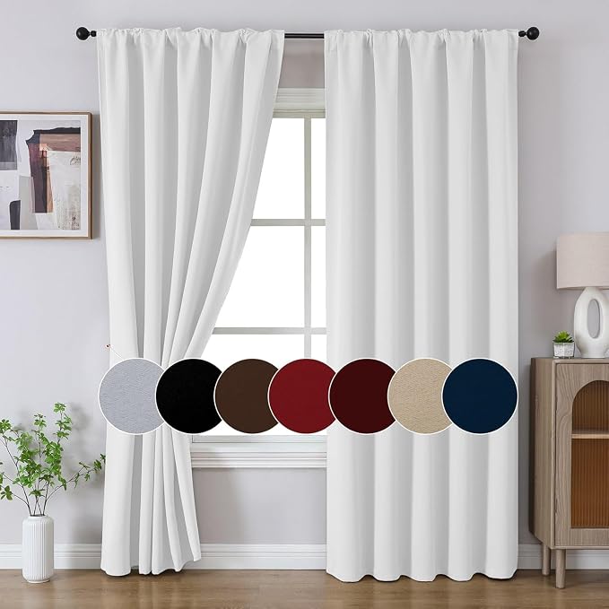 Joydeco 90 Inch 60% Blackout White Curtains 2 Panels, Elegant Semi Sheer - Image 6
