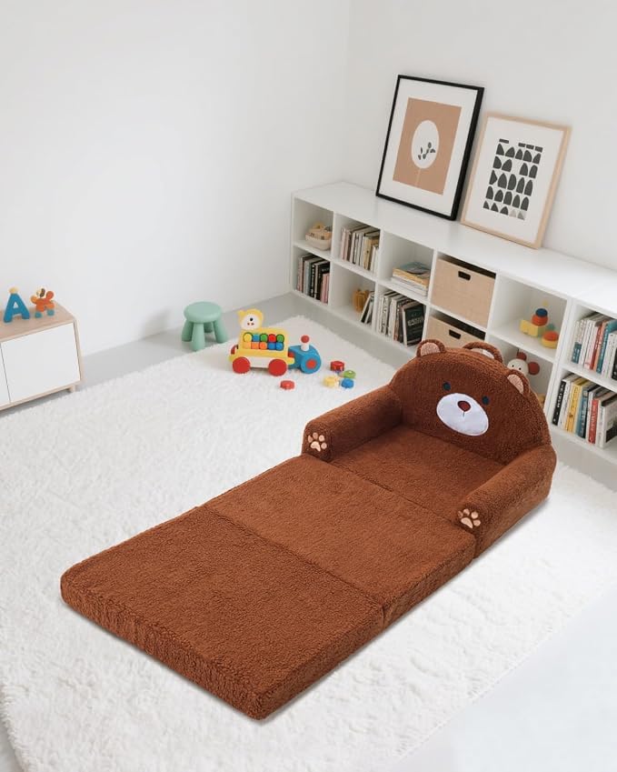 MOONBEEKI 2-in-1 Foldable Toddler Couch, Soft Sherpa Fabric - Image 8