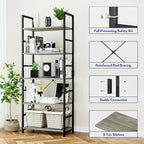 NUMENN 5 Tier Bookshelf, Tall Bookcase Shelf Storage Organizer, Modern Book - Image 5
