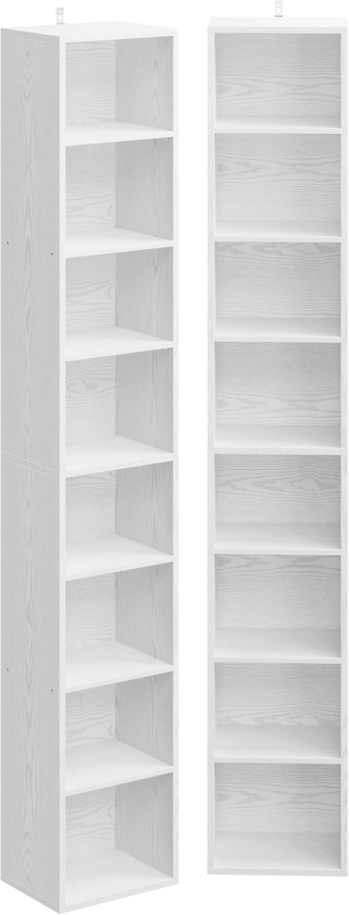 IRONCK Tall Narrow Bookshelf 8 Tiers 71in Set of 2, Compact Corner Bookcase by IRONCK