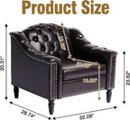 LEVNARY Chesterfield Chair Leather, Upholstered Sofa Chair - Image 2
