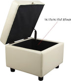 H&B Luxuries Tufted Leather Square Flip Top Storage Ottoman Cube Foot Rest - Image 4