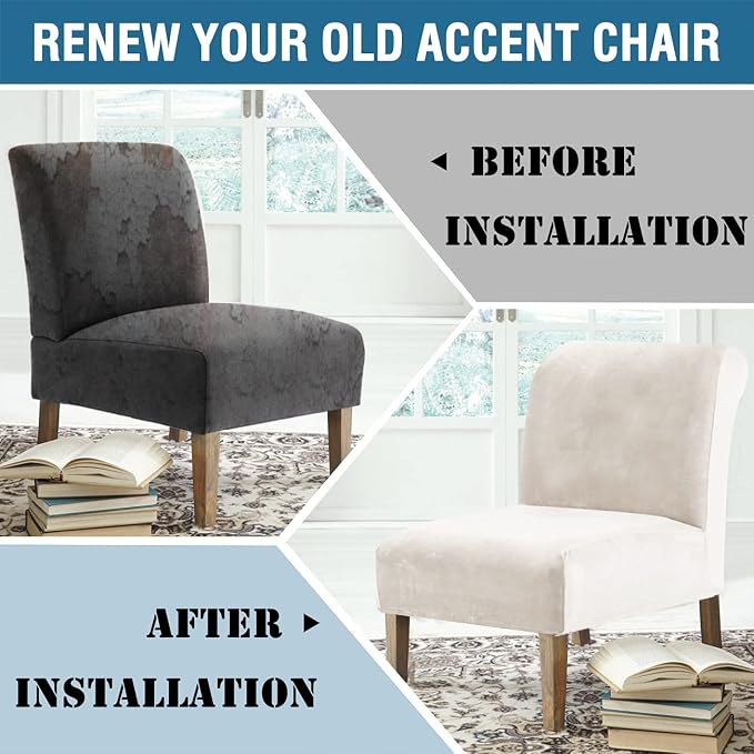 H.VERSAILTEX Armless Accent Chair Covers Thick Velvet Armless Chair Slipcovers - Image 8