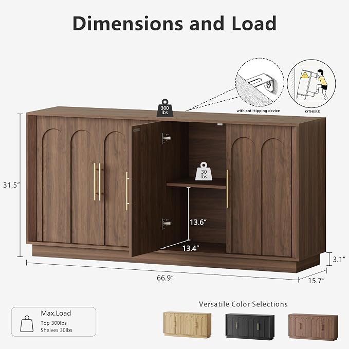 FORTUNETEC Sideboard Buffet Cabinet - Image 2