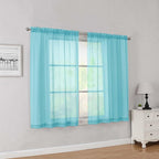 Simplebrand Aqua Short Sheer Curtains 45 Inch Length by Simplebrand