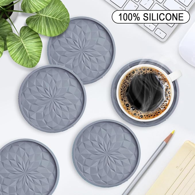 ME.FAN Silicone Coasters with Holder, Drinking Coasters - Image 2