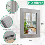 Large Rustic Wall Mirror, Rectangular Vintage Wood Framed Large Mirror Deco - Image 7