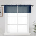 Navy Blue Sheer Kitchen Valance by OWENIE