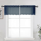 Navy Blue Sheer Kitchen Valance by OWENIE