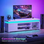 Rolanstar TV Stand with LED Lights & Power Outlet, Modern Entertainment Center - Image 3