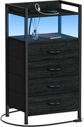 Furnulem Night Stand with Charging Station, Tall Dresser by Furnulem