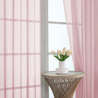 Extra Long Blush Sheer Curtains 96 Inches Long 2 Panels Set, Soft Lightweight - Image 3