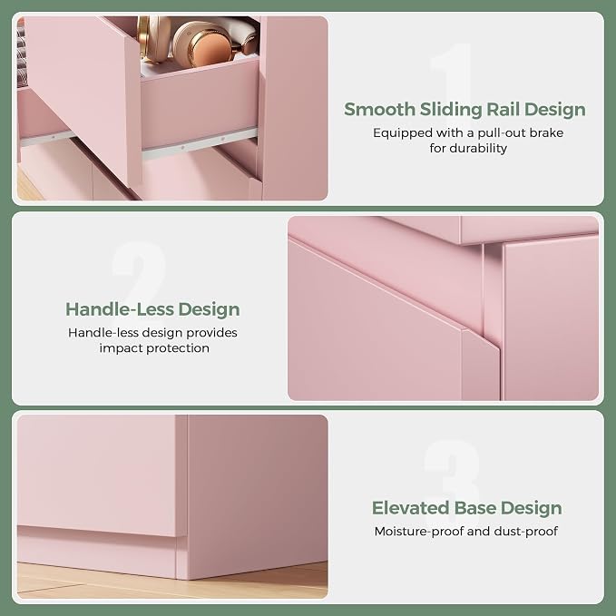 Jocoevol Modern Pink 7 Drawer Dresser - Image 6
