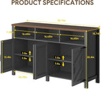 knoworld Buffet Sideboard with Storage Farmhouse with 4 Doors, Dining Room - Image 2