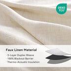 100% Blackout Linen Textured Curtains 84 Inch Long, Butter Cream | 100% - Image 4