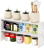 Furinno Helena Kitchen Counter Stackable Organizer Shelf, Marble White by Furinno-FitsYourSpaceFitsYourBudget