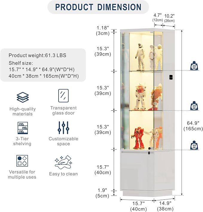 HNEBC Corner Glass Display Cabinet - Image 2