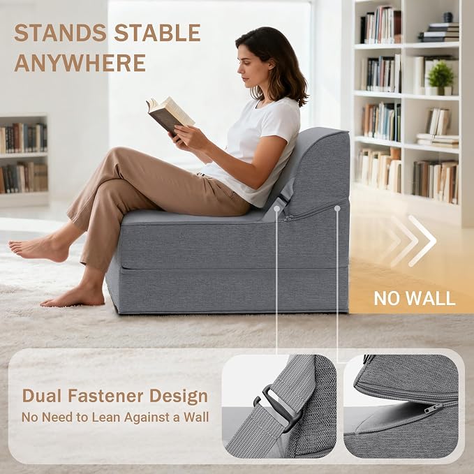 BeBen Folding Sofa Bed Chair, Convertible Sleeper Chair Futon Couch, Foldable - Image 3