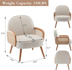 Aklaus Mid Century Modern Accent Chairs Set of 2 Upholstered Rattan Faux - Image 2