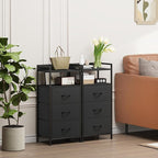 Somdot Nightstand with 3 Drawers, Dresser with Fabric Bins - Image 4