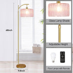 QIYIZM Pink Floor Lamp for Living Room, Mid Century Modern Brass Tall Lamp Boho - Image 5