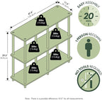 Furinno TURN-N-TUBE Storage Shelves, 3-Tier 47.4 Wide Book Shelf, Corner Shelf - Image 3