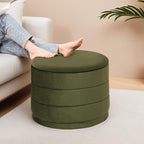 23" Upholstered Round Velvet Ottoman - Image 5