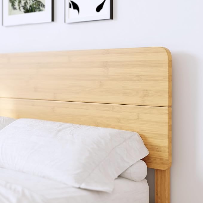 BOSRII 12in High Solid Bamboo Wood Platform King Size Bed Frame - Image 3