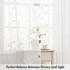 MIULEE White Sheer Curtains 2 Panels Embroidered Leaf Patterned, W52 x L54 | - Image 5