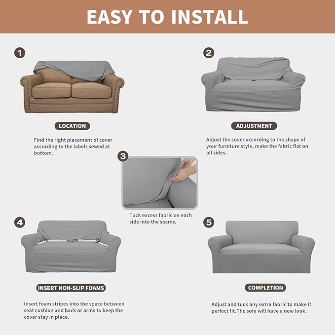 Easy-Going 100% Waterproof Couch Cover, 3 Cushion Couch Slipcover - Image 5
