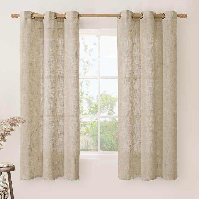 Sheer Linen Curtains 63 Inches Long by LAMIT