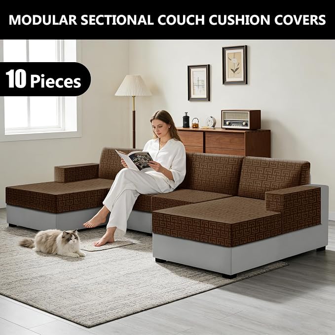 UNBBRRL 10 Pieces Stretch Sofa Cushion Covers - Image 6