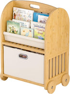 2-Sided, 3-Tier Bamboo Kids Bookshelf, Montessori Shelf - Image 8