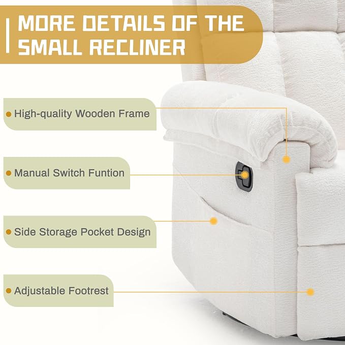 Korser Recliner Chair, Swivel Rocker Recliner Chair - Image 6