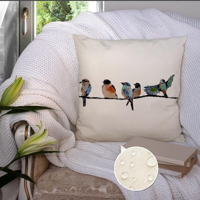 RABUSOFA Outdoor Pillow Covers 24x24 Inch, Outdoor Bird Lumbar Throw Pillow - Image 3