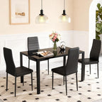 FDW | Dining Table for 4-6 People | Black | 47 Inch Rectangular Glass Kitchen - Image 2
