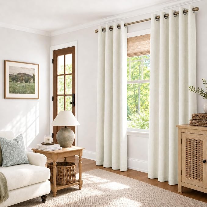 100% Blackout Linen Textured Curtains 96 Inch Long, Light Blocking, Thermal - Image 5