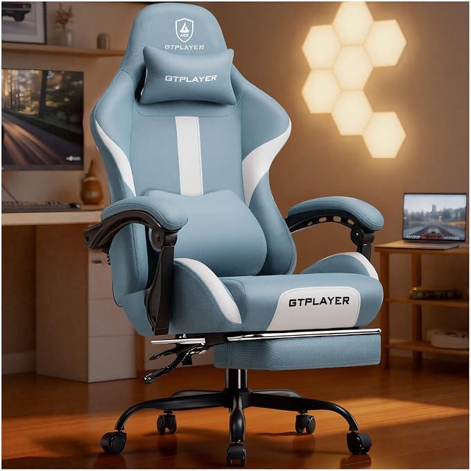 GTPLAYER Gaming Chair with Foot Rest & Pocket Spring Cushion, Ergonomic High by GTPLAYER