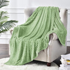 BEDELITE 3D Ribbed Apple Green Fleece Throw Blanket - Image 7