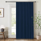 INOVADAY Linen Textured 100% Blackout Sliding Door Curtains 102x84 | Midnight by INOVADAY